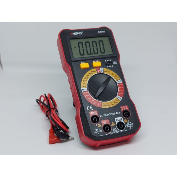 Digitalt multimeter med stort belyst display